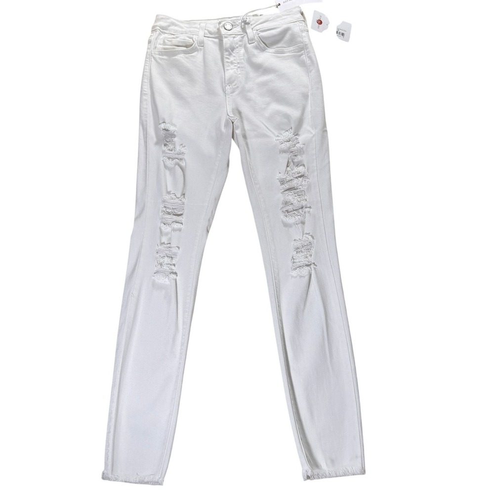 Just Black‎ Denim Optic White Distressed Skinny Fray Jeans Women's 27 NWT